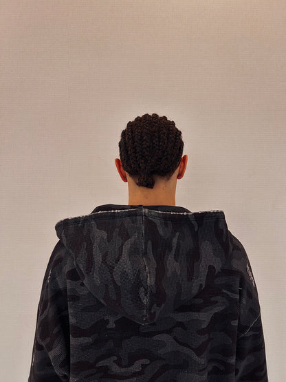 MXDWEST Black Camo Waffle Knit Jacket